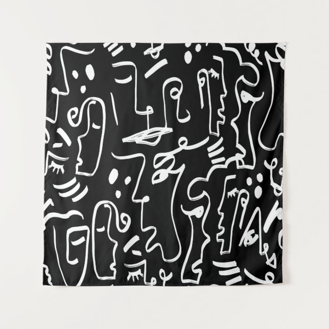 Abstract Faces Masks: Geometric Pattern Tapestry (Front)