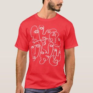 Abstract Faces Modern Minimalist Line Art Trendy A T-Shirt