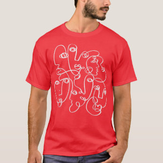 Abstract Faces Modern Minimalist Line Art Trendy A T-Shirt