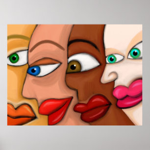 Abstract Faces Poster