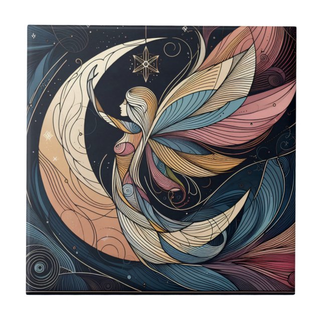 Abstract Fairy Art Ceramic Tile (Front)