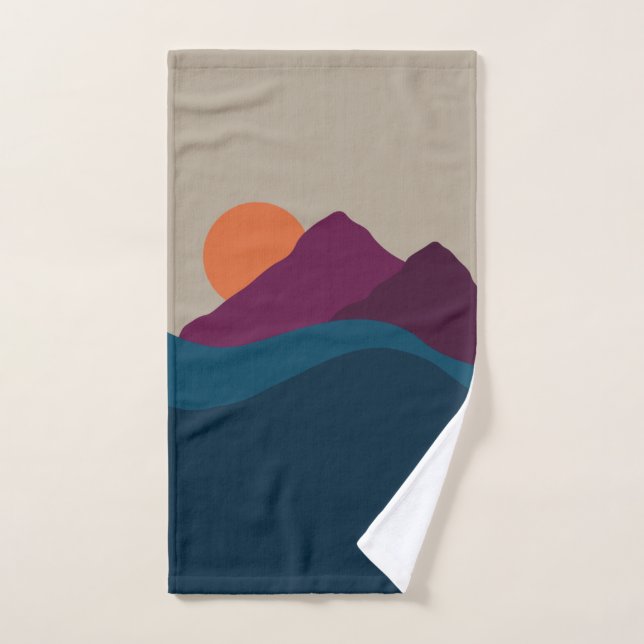 Abstract Fall Autumn Mountain Landscape Sunset Bath Towel Set (Hand Towel)
