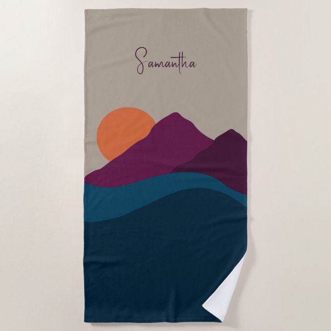 Abstract Fall Autumn Mountain Landscape Sunset  Beach Towel (Front)