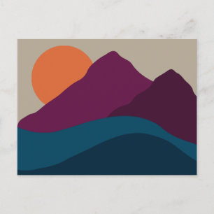 Abstract Fall Autumn Mountain Landscape Sunset  Holiday Postcard
