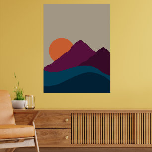 Abstract Fall Autumn Mountain Landscape Sunset Poster