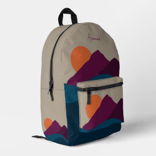 Abstract Fall Autumn Mountain Landscape Sunset Printed Backpack