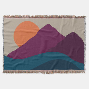Abstract Fall Autumn Mountain Landscape Sunset  Throw Blanket
