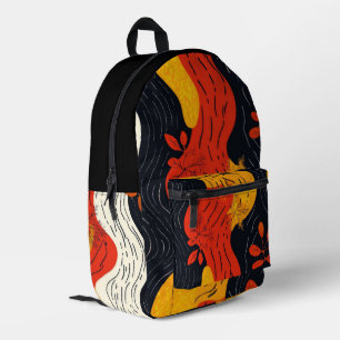 Abstract Fall Colours Orange and Gold Leaves Printed Backpack