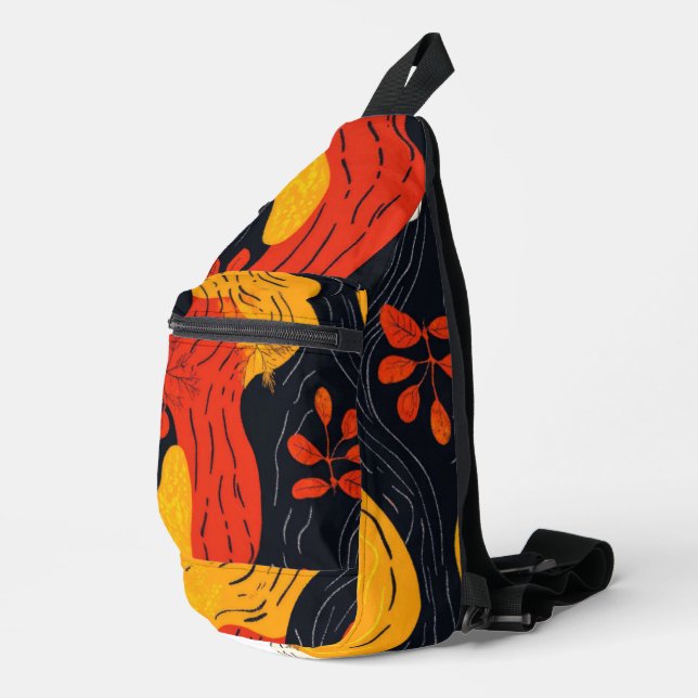 Abstract Fall Colours Orange and Gold Leaves  Sling Bag (Right Corner)