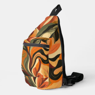 Abstract Fall Colours Orange Brown Yellow Green Sling Bag