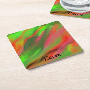 Abstract Fall colours Square Paper Coaster