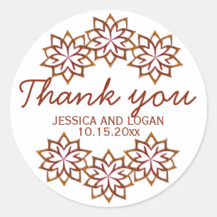 Abstract Fall Flowers Copper Red, Wedding Stickers