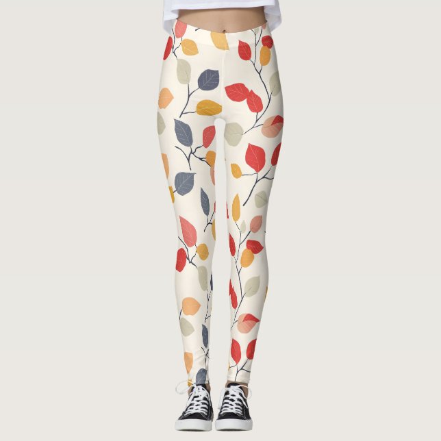 Abstract Fall Leaves Leggings (Front)