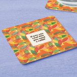 Abstract Fall Leaves  Square Paper Coaster<br><div class="desc">Pull your Thanksgiving dinner together in style with this fun, modern, and colourful coaster. And they're paper too... making after dinner cleanup as easy as ... well Thanksgiving pie!! Customise the text with your own fun Thanksgiving quote, party theme, or Friendsgiving message. This is part of the Thanksgiving collection, so...</div>