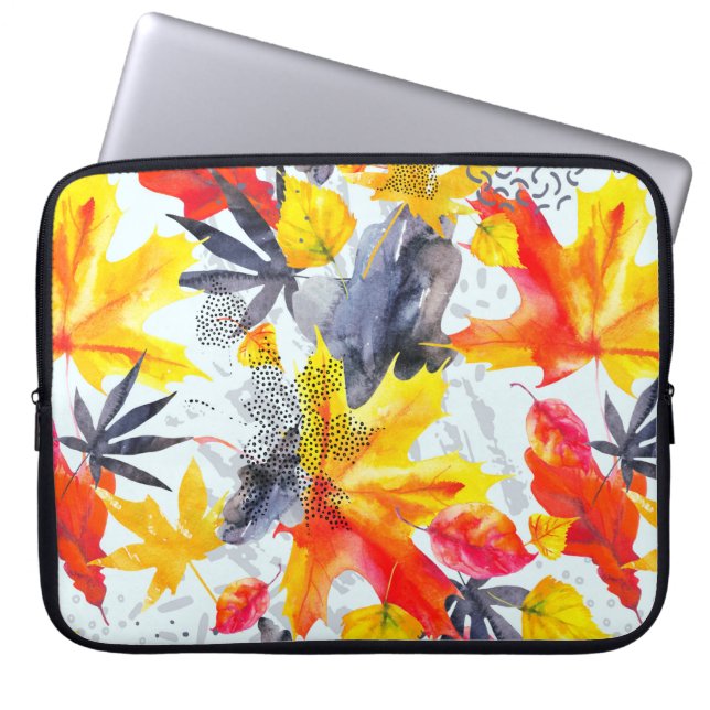 Abstract fall seamless pattern in bright autumn co laptop sleeve (Front)
