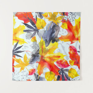 Abstract fall seamless pattern in bright autumn co tapestry