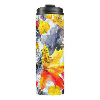 Abstract fall seamless pattern in bright autumn co thermal tumbler