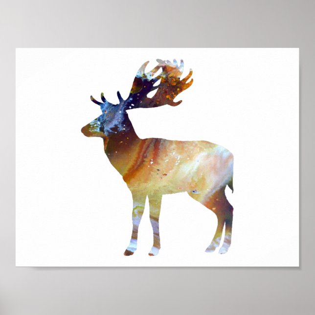 Abstract Fallow deer silhouette Poster (Front)