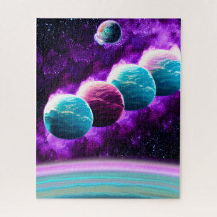Abstract Fantastic Purple and Aqua Universe Jigsaw Puzzle