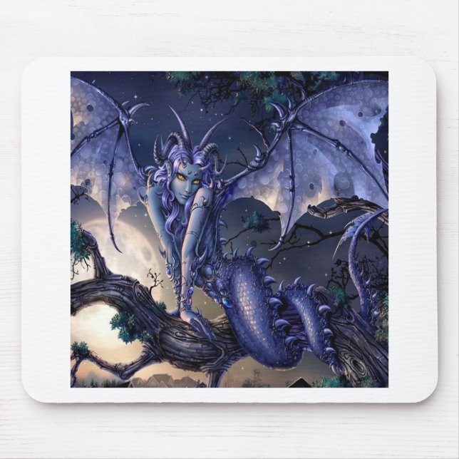 Abstract Fantasy Dragon Girl Flirt Mouse Mat (Front)