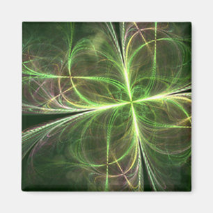Abstract Fantasy Four Leaves Green Clover Magnet