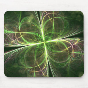 Abstract Fantasy Four Leaves Green Clover Mouse Mat