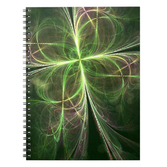 Abstract Fantasy Four Leaves Green Clover Notebook (Front)