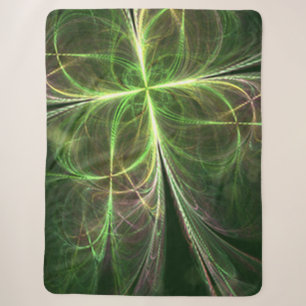 Abstract Fantasy Four Leaves Green Clover Sherpa Blanket
