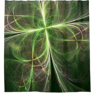 Abstract Fantasy Four Leaves Green Clover Shower Curtain