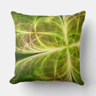 Abstract Fantasy Four Leaves Green Yellow Clover Cushion
