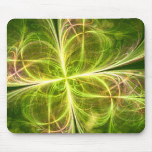 Abstract Fantasy Four Leaves Green Yellow Clover Mouse Mat