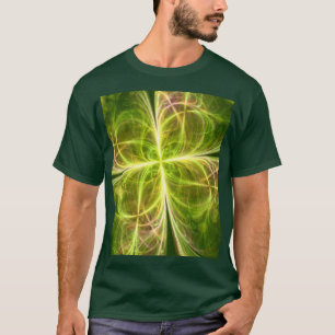 Abstract Fantasy Four Leaves Green Yellow Clover T-Shirt