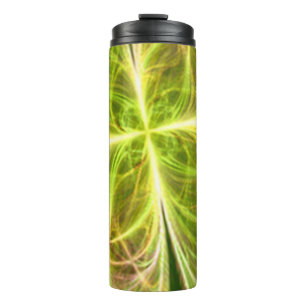 Abstract Fantasy Four Leaves Green Yellow Clover Thermal Tumbler