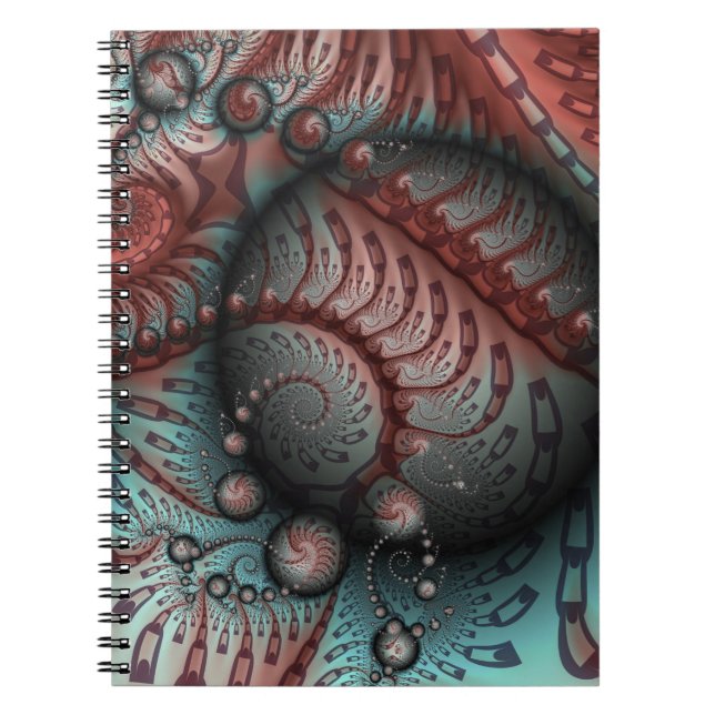 Abstract Fantasy Fractal Art Balls Brown Blue Notebook (Front)