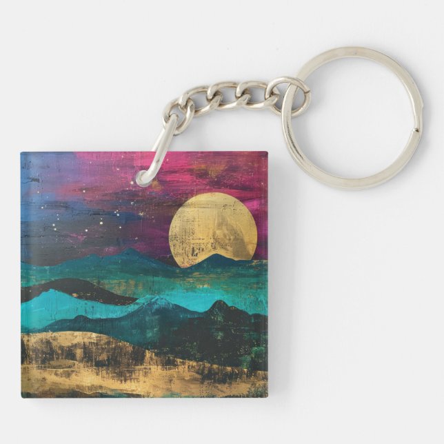 Abstract Fantasy Moonscape Two-sided Acrylic Key Ring (Back)