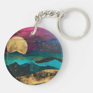 Abstract Fantasy Moonscape Two-sided Acrylic Key Ring