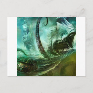 Abstract Fantasy Pirates Nightmare Treasure Postcard