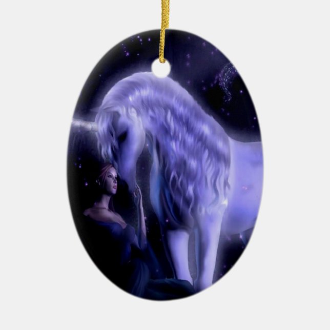Abstract Fantasy Puple Fairy Unicorn Ceramic Tree Decoration (Front)