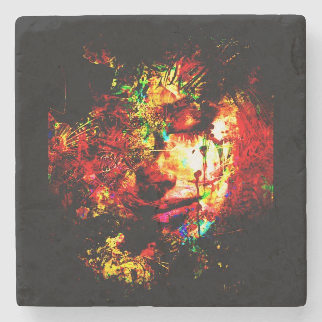 abstract fashion colourful stone marble coaster (Front)