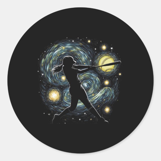 Abstract Fastpitch Softll Hitting Softll Into The  Classic Round Sticker (Front)