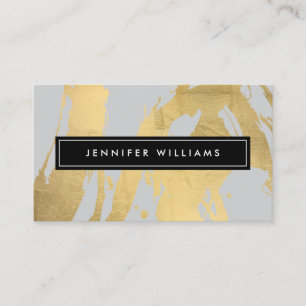 Abstract Faux Gold Brushstrokes on Grey III Business Card