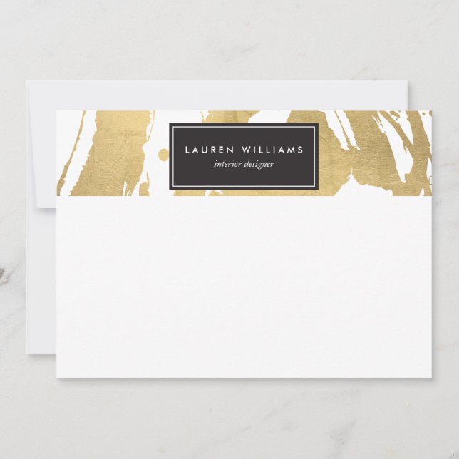 Abstract Faux Gold Brushstrokes on White II (Front)