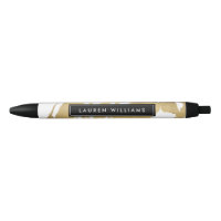 Abstract Faux Gold Brushstrokes on White II