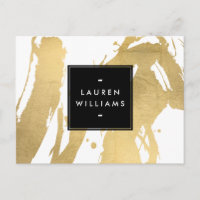 Abstract Faux Gold Brushstrokes on White