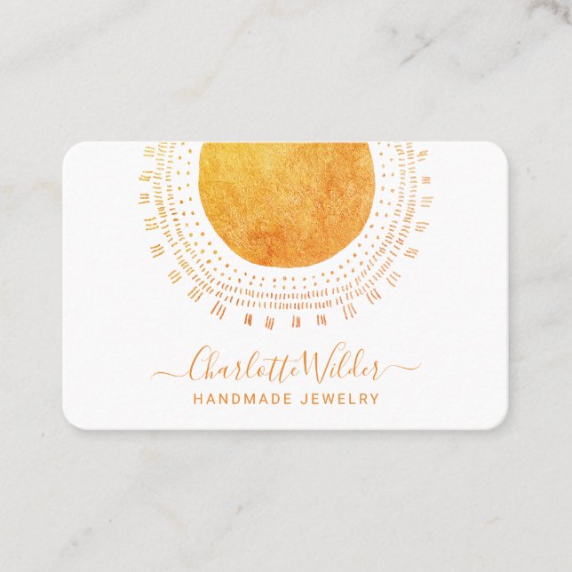 Abstract Faux Gold Circle Handmade Jewellery  Business Card (Front)
