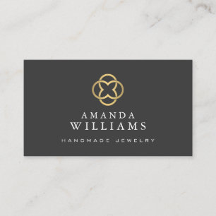 Abstract Faux Gold Clover Logo Jewellery Designer Business Card