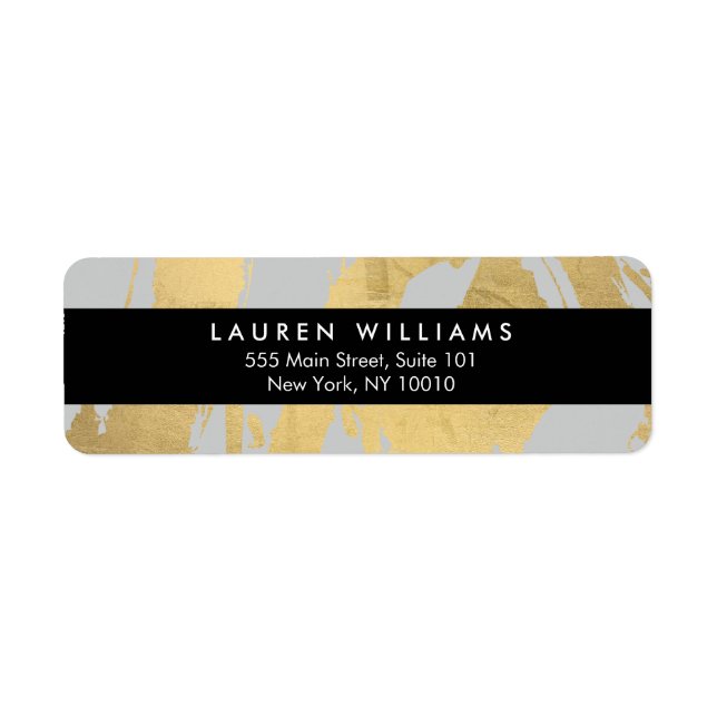 Abstract Faux Gold Foil Brushstrokes on Grey (Front)