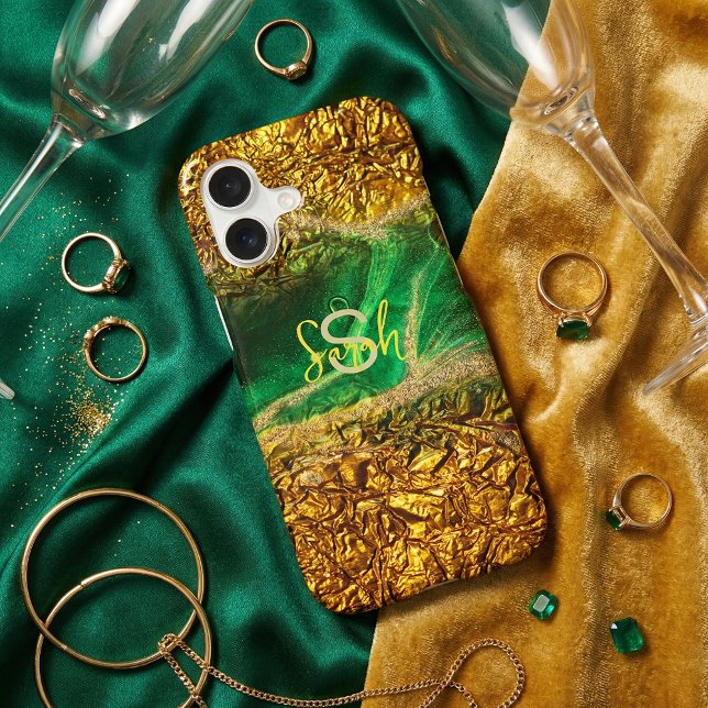 Abstract Faux Gold Metallic Foil Green Trendy Chic (Creator Uploaded)