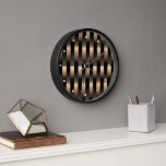 Abstract Faux Red Copper Metallic Stripes Pattern Clock<br><div class="desc">Beautiful decorative contemporary faux glossy and shiny red copper coloured woven stripes texture pattern. Ornate, funky, modern and whimsical design for the artistic home interior decorator or artsy hip trendsetter, vintage retro art style or abstract geometric motif lover. Available on a variety of modern home décor accents and fashion inspired...</div>