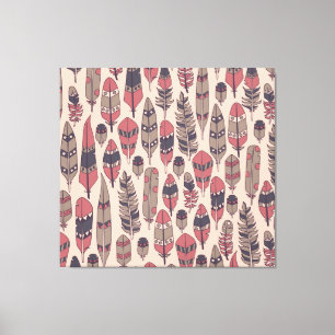 Abstract feathers: colourful vintage background. canvas print